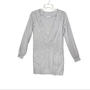 Vince Deep V-Neck Sweatshirt Tunic Dress